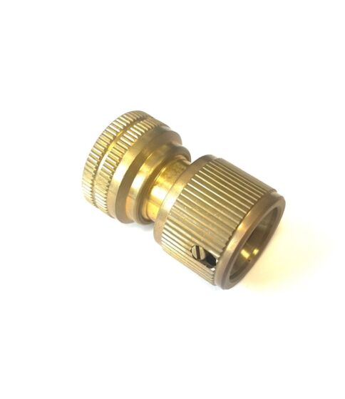 Messing Slangkoppeling klik x 3/4 binnendraad en waterstop