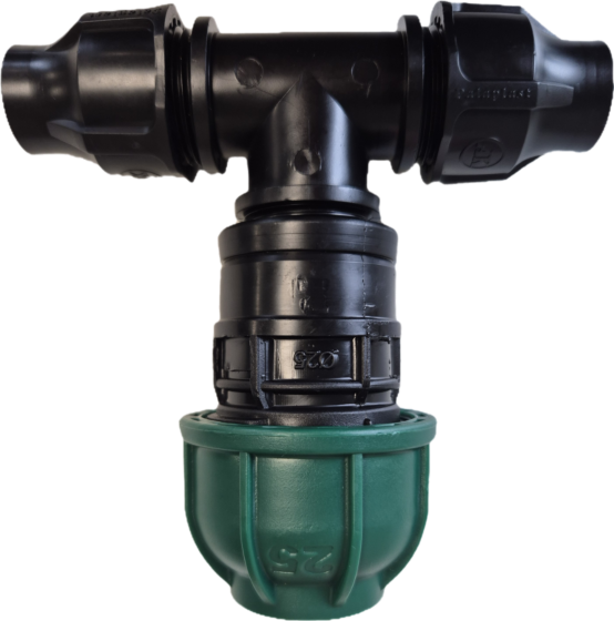 Overgangskoppeling T-stuk PE 25mm naar druppelslang