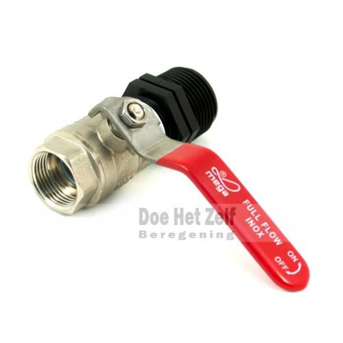 Messing kogelkraan 3/4" + 1" x 3/4" PP nippel