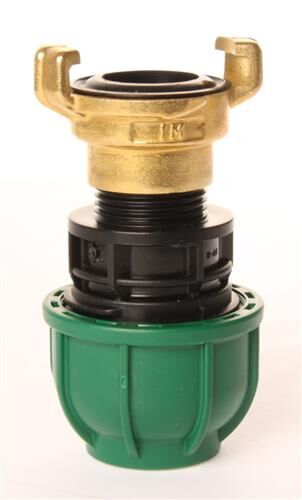 Aansluitkoppeling Pe 32mm met messing snelkoppeling type Geka