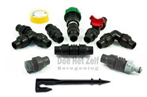 diverse hulpstukken voor druppelslangen